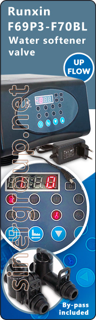 Runxin water F69 softeners residential valves regeneration meter time by-pass Up-flow hardness regulation