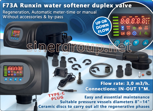 F73 Runxin water softener duplex valve continuously regeneration Meter Time Water treatment 