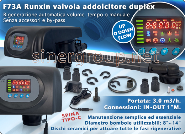 F73 Runxin valvola addolcitore duplex alternata rigenerazione Volume Tempo trattamento acqua