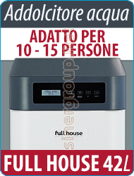 Full House Addolcitore Acqua Rigenerazione Volume Tempo 42 litri risparmio pulizia protezione salute purezza bellezza resina