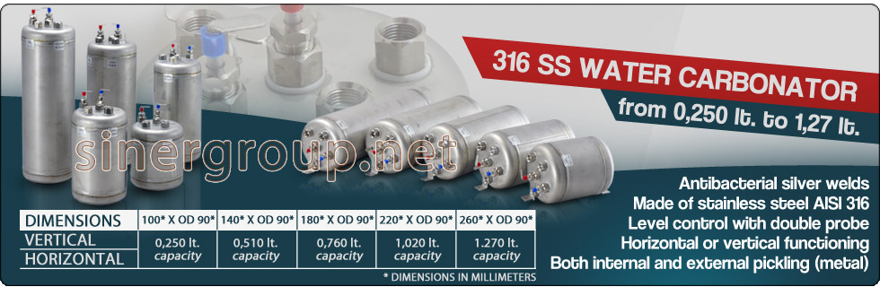 316 SS water carbonator from 0,250lt. to 1,27lt. WATER COOLERS