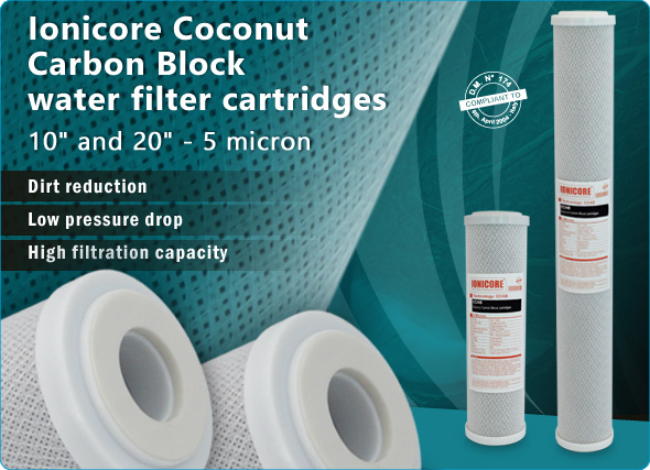 Ionicore Cartridges Extruded Coconut Activated Carbon Block High Filtration Capacity Water Purifiers