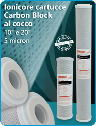 Ionicore Carbon Block cocco estruso Elevata Capacita Filtrazione Depuratori