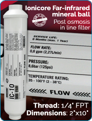 Ionicore Far-infrared mineral ball post osmosis in line filter