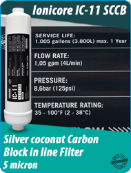 Ionicore SCCB Silver Coconut Carbon Block in line filter Water Purifiers water cooler Reverse Osmosis