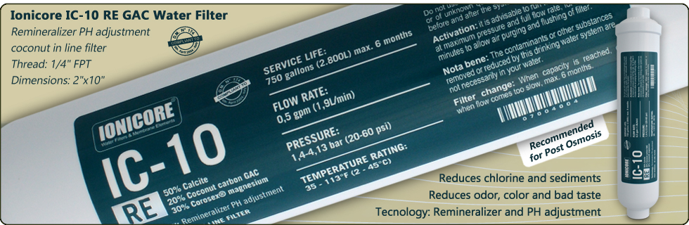 Ionicore filtro acqua in linea remineralizzatore e regolatore del PH GAC cocco depuratori acqua osmosi inversa sistemi filtrazione