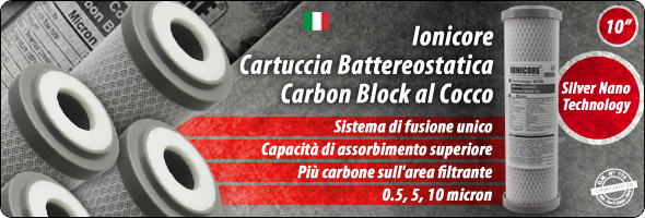 Ionicore SCCB Cartuccia Battereostatica Carbon Block Cocco Depuratori Osmosi Inversa