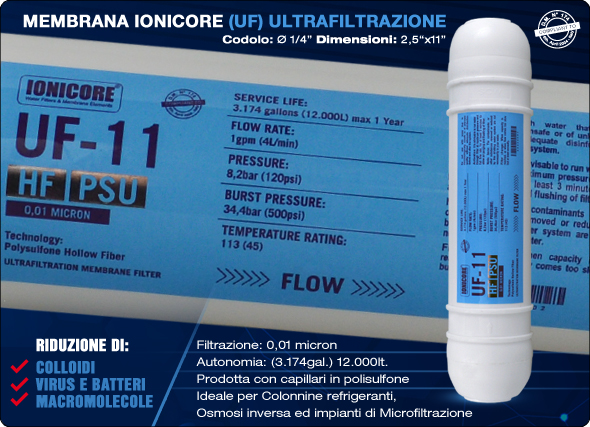 ionicore ultrafiltrazione membrana osmosi inversa colonnine refrigerazione microfiltrazione