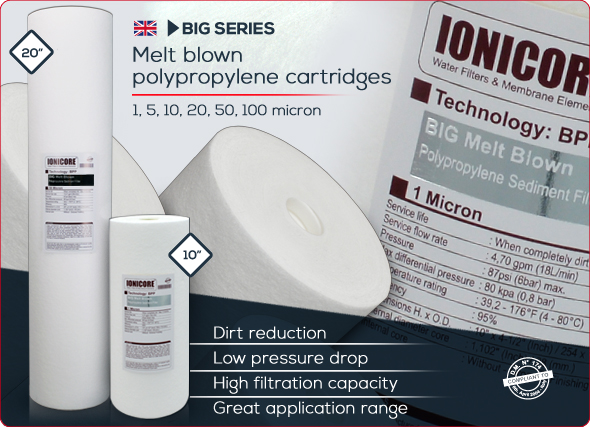 Ionicore BIG Cartridges Melt Blown Polypropylene Water Purifiers