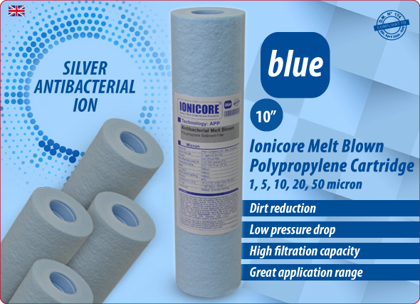 Ionicore blue Cartridges Melt Blown Polypropylene Silver Ion Water Purifiers