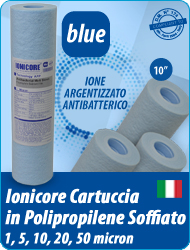 Ionicore blue Cartucce Polipropilene Soffiato Ione Antibatterico Depuratori Acqua
