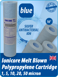 Ionicore blue Cartridges Melt Blown Polypropylene Silver Ion Water Purifiers