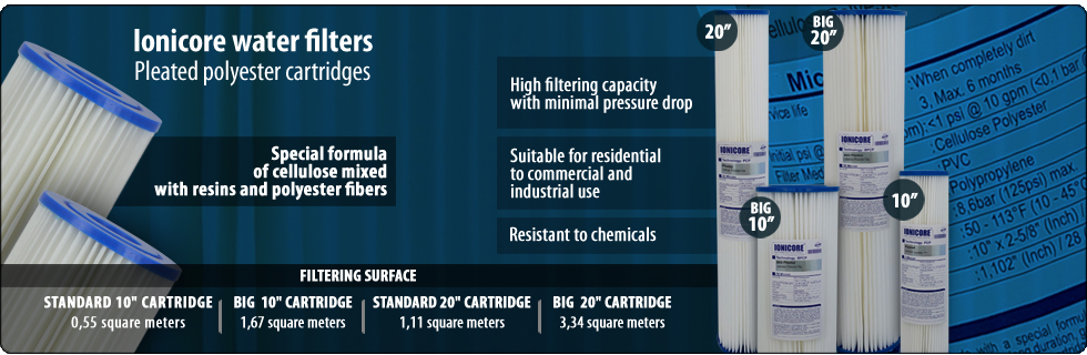 Ionicore BIG standard Ionicore pleated polyester cartridges water filter filtration Water Purifiers