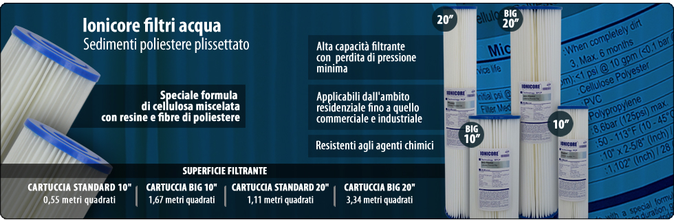 Ionicore big standard Ionicore cartucce Poliestere plissettato Depuratori Acqua