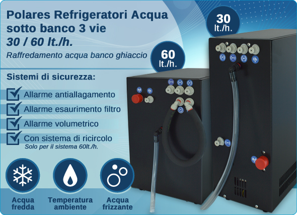 Polares refrigeratori sotto banco 3 vie acqua fredda ambiente frizzante depuratori erogatori raffreddamento banco ghiaccio