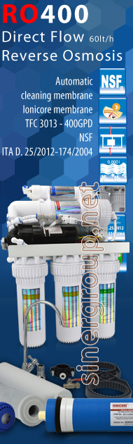 RO400 water purifier direct flow reverse osmosis 60lt. h. outgoing regulator TDS Membrane 400gpd
