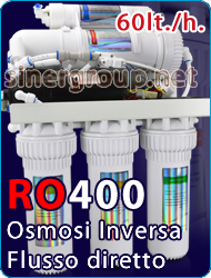 Depuratore Osmosi Inversa RO400 diretta 60lt. h. regolatore TDS Membrana 400gpd