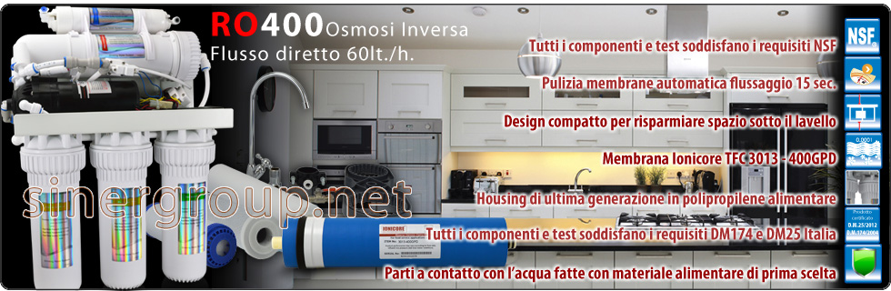 Depuratore Osmosi Inversa RO400 diretta 60lt. h. regolatore TDS Membrana 400gpd
