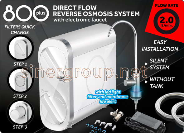 Reverse Osmosis Direct Flow Water Purifiers RO TFC Membranes 800GPD Polypropylene GAC Carbon Block Filters Intelligent Electronic Faucet Water Filtration System Drink More Water 