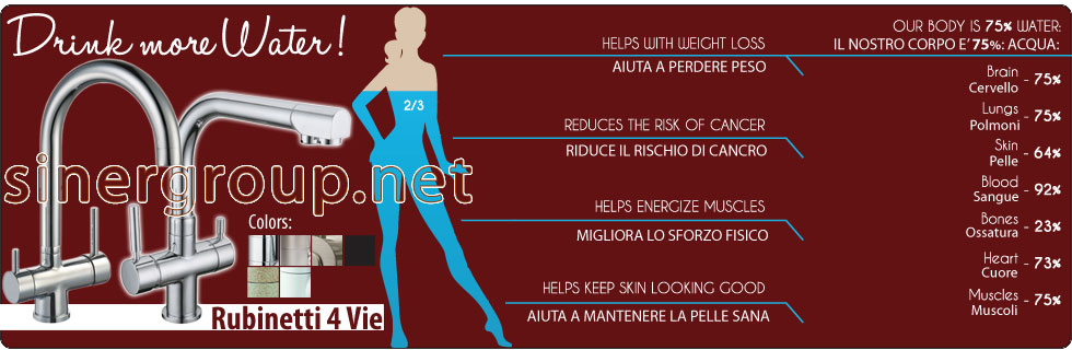 Rubinetti 1, 2, 3, 4, 5 vie depuratori acqua erogatori refrigeratori osmosi inversa