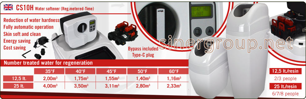 CS10H series Water Softener Electronic Valve Regeneration Metered Time saving cleaning protection health pureness beauty liters resin