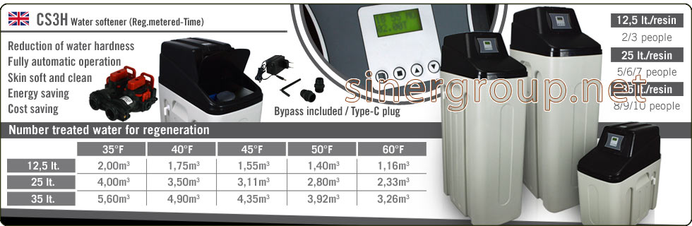 CS3H series Water Softener Electronic Valve Regeneration Metered Time saving cleaning protection health pureness beauty liters resin