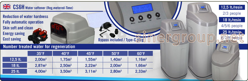 CS6H series Water Softener Electronic Valve Regeneration Metered Time saving cleaning protection health pureness beauty liters resin