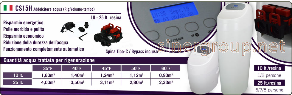 Serie CS15H Addolcitore Acqua Valvola Elettronica Rigenerazione Volume Tempo risparmio pulizia protezione salute purezza bellezza litri resina