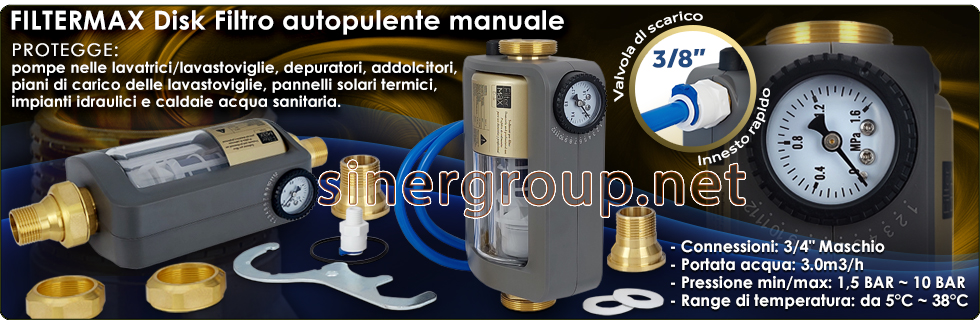 Filtermax Filtro acqua autopulente manuale rimozione sedimenti torbidita