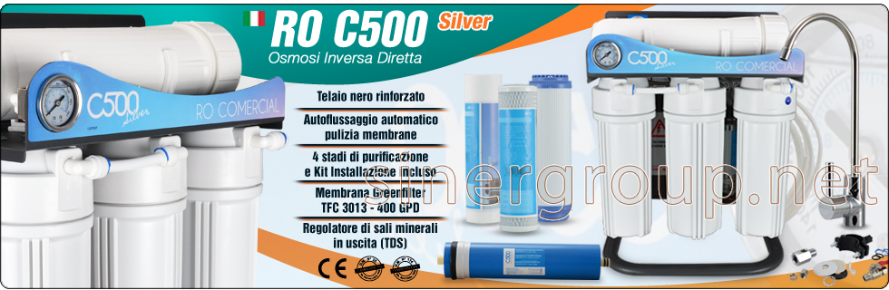 Depuratore Osmosi Inversa ROC500 diretta 65lt. h. regolatore TDS Membrana 400gpd