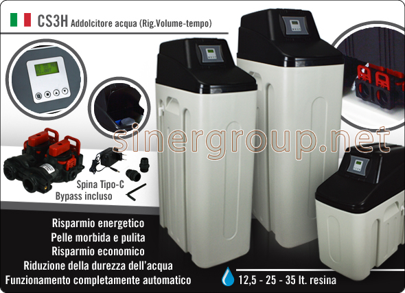 Serie CS Addolcitore Acqua Valvola Elettronica Rigenerazione Volume Tempo risparmio pulizia protezione salute purezza bellezza 12,5 - 25 - 35 litri resina