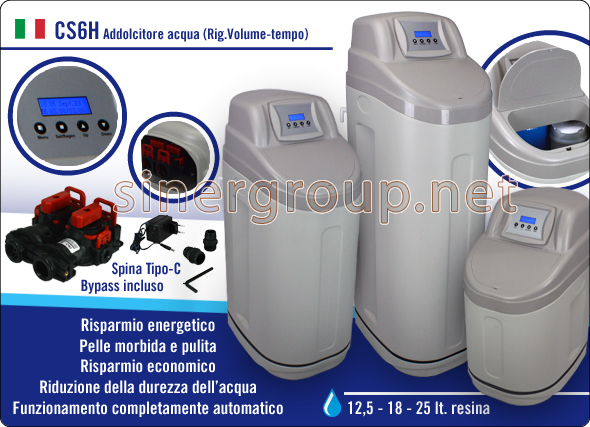 Serie CS Addolcitore Acqua Valvola Elettronica Rigenerazione Volume Tempo risparmio pulizia protezione salute purezza bellezza 12,5 - 18 - 25 litri resina