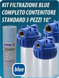 kit filtrazione completo housing Ionicore blue Cartucce Polipropilene Soffiato Ione Antibatterico Depuratori
