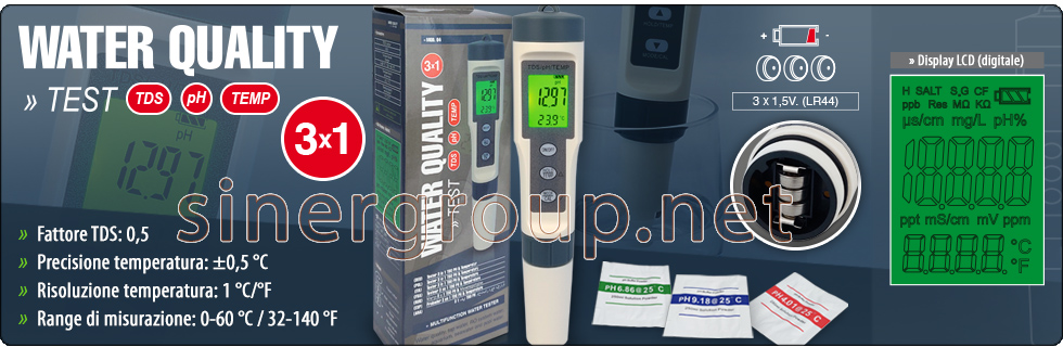 ph tds temperatura acqua pura cloro orp riduzione ossido