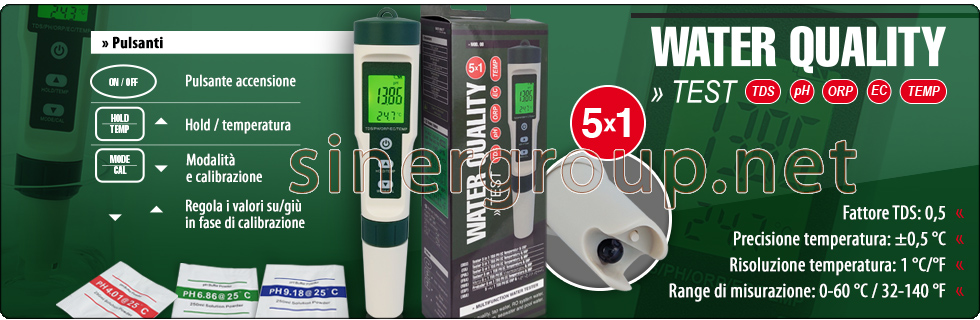 ph tds ec temperatura acqua pura cloro orp riduzione ossido