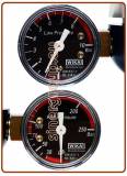 Kit Manometri Co2 di ricambio Ø40 0-10,0/0-250 Bar BSP 1/8" (bassa/alta pressione) per cod. 01012007