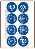 Round sticker water,Co2 inlet/outlet 20x20 mm.