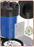 Big housings 10" blue IN-OUT 3/4", 1", 1-1/2" - Pressure release button with wrench & wall mounting bracket