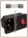IEC tripolar built-in bright plug with bipolar switch, with fuse