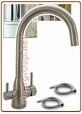 3074 3-way stainless steel faucet 3/8"