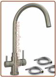 3077 Brushed stainless steel 3-way faucet 3/8"