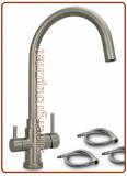 3077 3-way brushed stainless steel faucet 3/8"