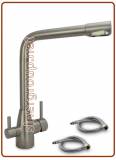 3079 3-way brushed stainless steel faucet 3/8"