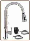 3081 Brushed stainless steel 3-way faucet with pull-out 3/8"
