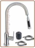 3081 3-way brushed stainless steel faucet with pull-out 3/8"