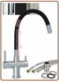 3322 3-way stainless steel metal free faucet 3/8" with soft spout