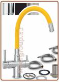3362 3-way stainless steel metal free faucet 3/8" with yellow soft spout