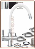 3378 3-way stainless steel metal free faucet 3/8" with white soft spout