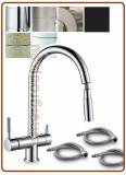 3388 3-way stainless steel faucet with pull-out shower 3/8"