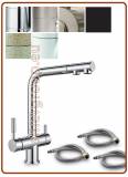 3390 3-way stainless steel faucet with pull-out shower 3/8"
